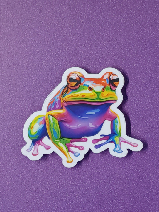 "Rainbow Frog" vinyl die-cut sticker