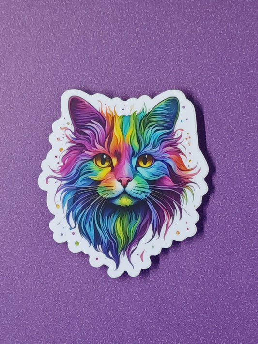 "Rainbow Cat" vinyl die-cut sticker
