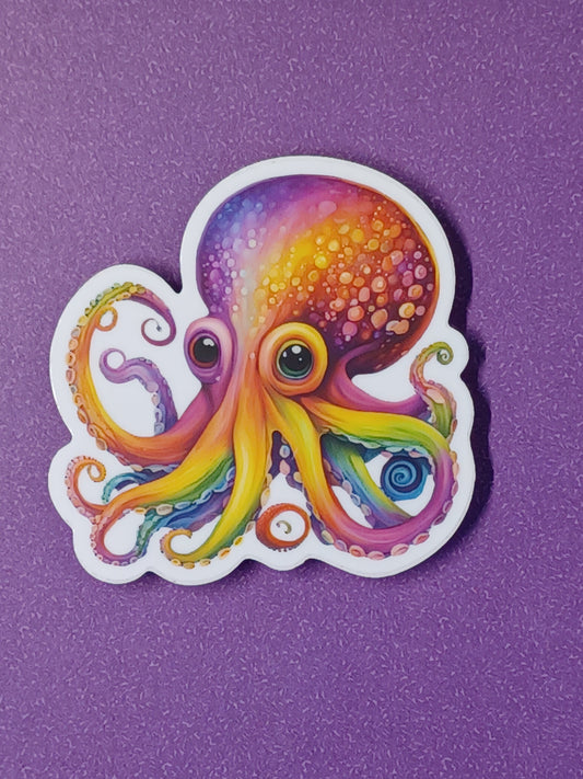 "Rainbow Octopus" vinyl die-cut sticker