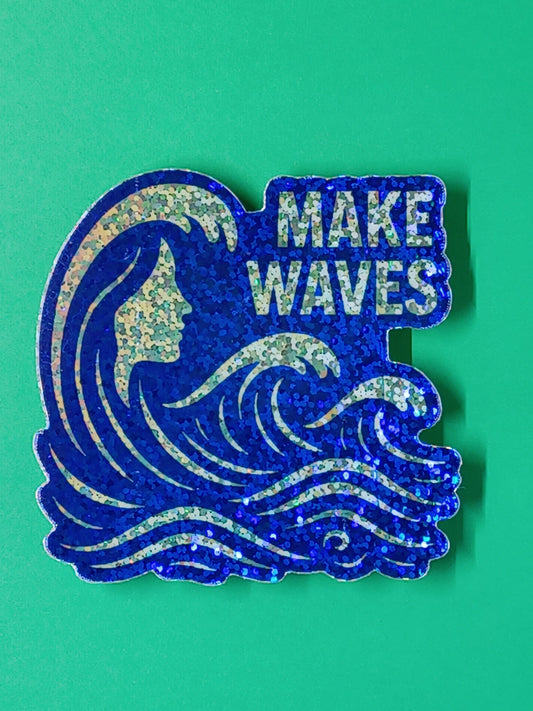 "Make Waves" vinyl die-cut glitter sticker